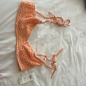 NWT- S orange gingham. Seersucker Ti-strap. Lost receipt and can’t return.